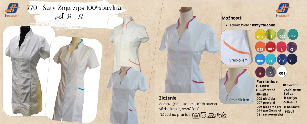770 - Šaty ZOJA  zips - 100% bavlna