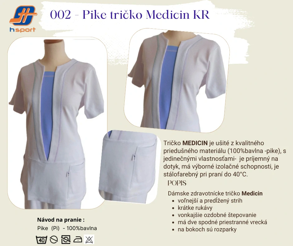 002 - Pike Tričko MEDICIN -biela/dopl.bledomodrá v.XXS-4XL