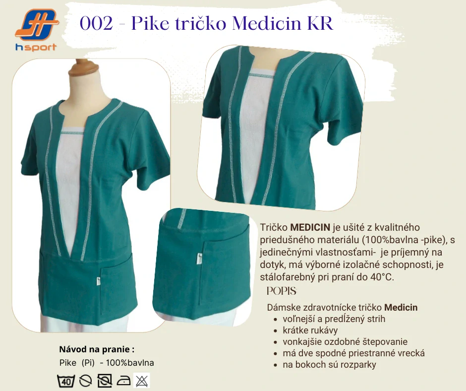 002 - Pike Tričko MEDICIN -petrolej /dopl. biela v.XXS-4XL
