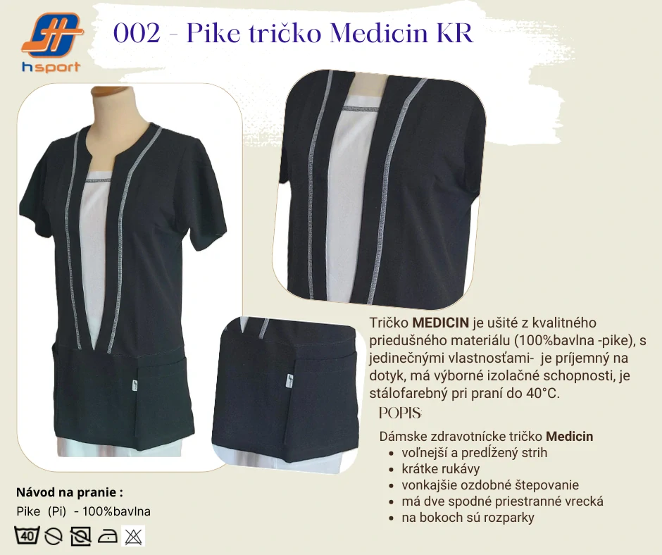 002 - Pike Tričko MEDICIN -tmavomodrá/dopl.biela v.XS-M