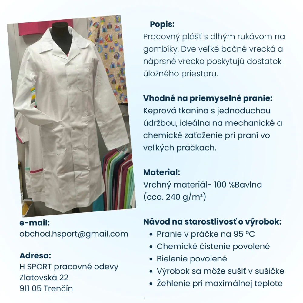 071- Pracovný plášť pánsky -100%bavlna