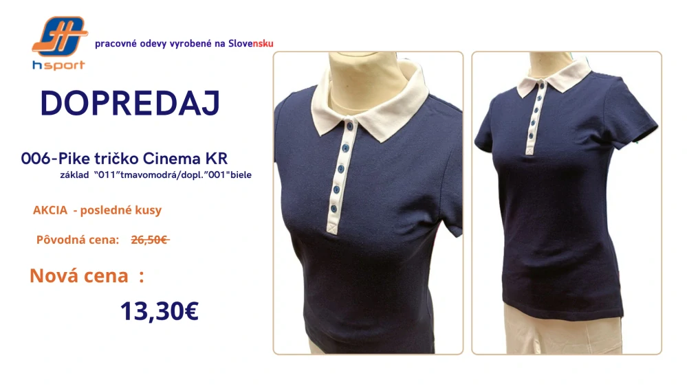 006 -Pike Tričko CINEMA - tmavomodrá/dopl.biela v.S