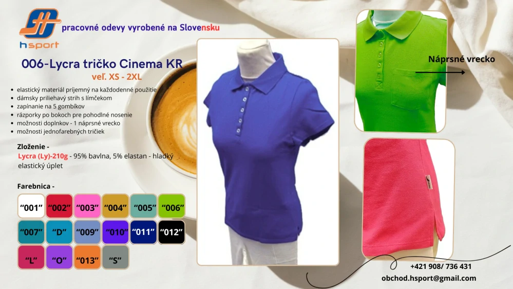 006 -Lycra Tričko CINEMA - jednofarebné