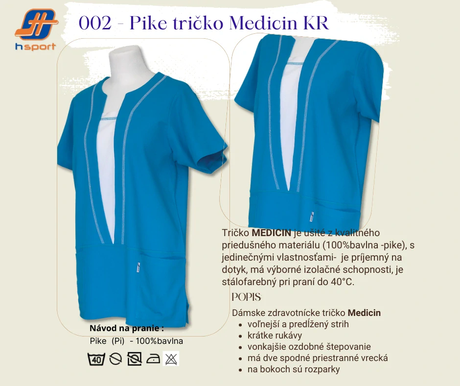 002 - Pike Tričko MEDICIN -tyrkys/dopl.biela  v.M
