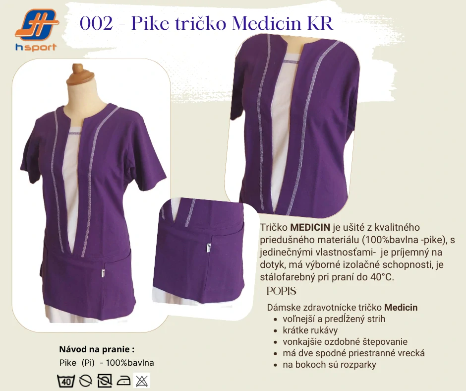 002 - Pike Tričko MEDICIN -fialová/dopl.biela  v.XS,S