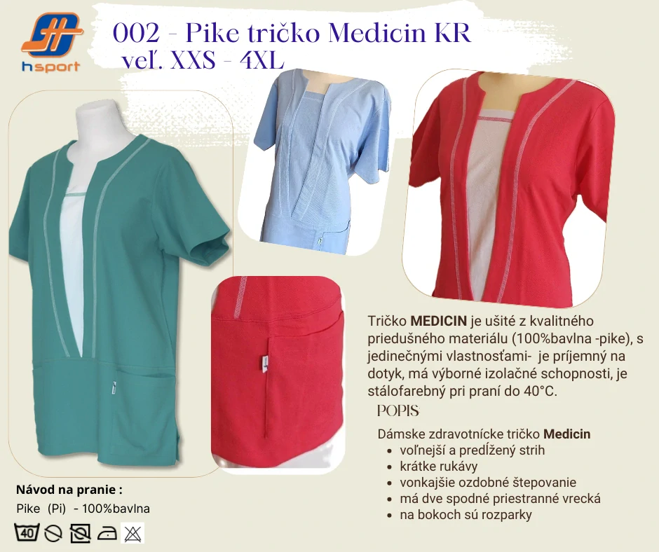 002 - Pike Tričko MEDICIN -cyklamen/dopl.biela v.XXS-4XL