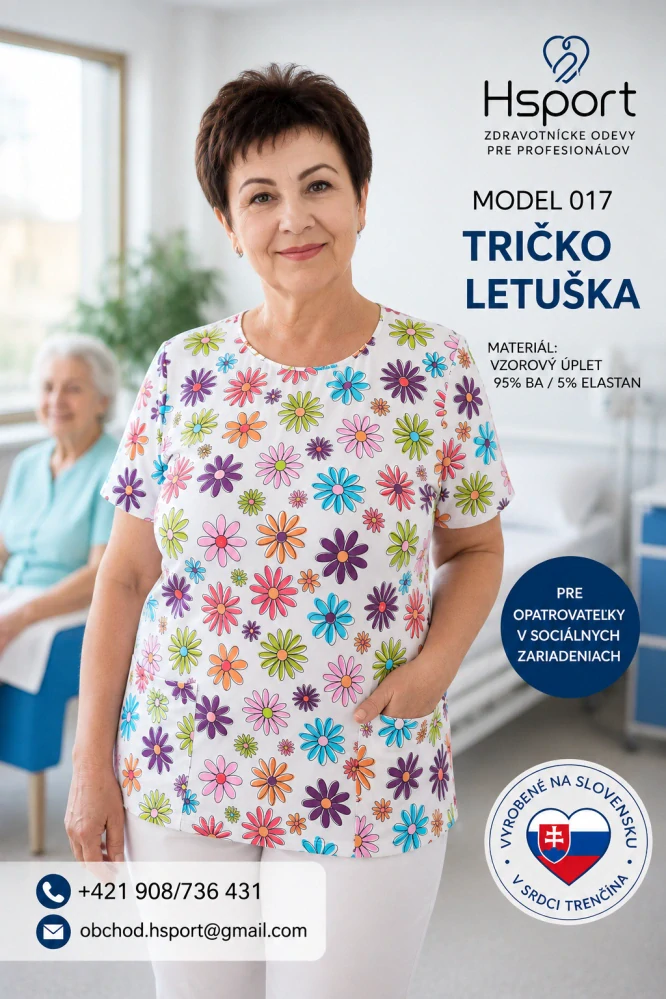 Zdravotnícke Tričko Letuška - Kvety (Model-017)