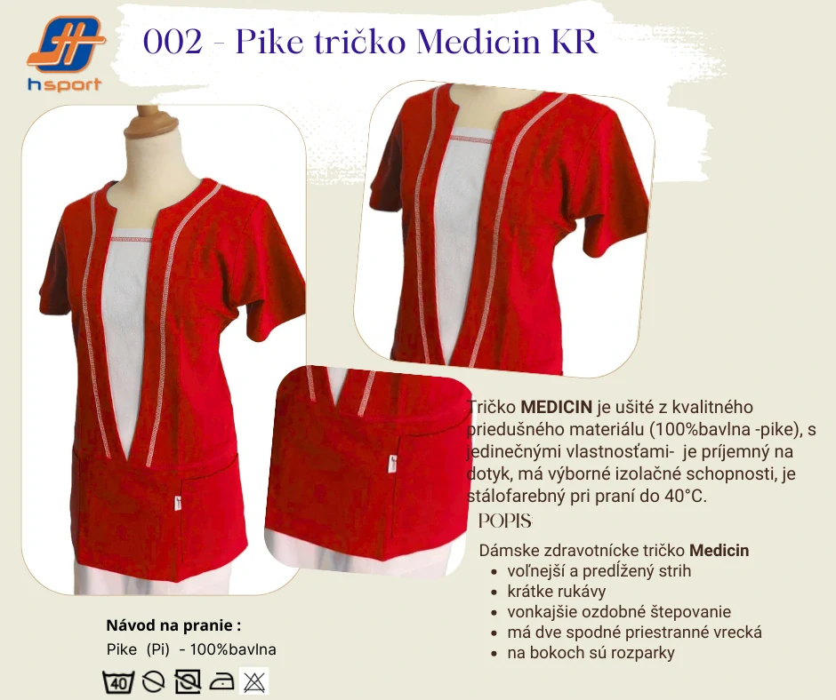 002 - Pike Tričko MEDICIN -červená/dopl.biela  v.XS-S