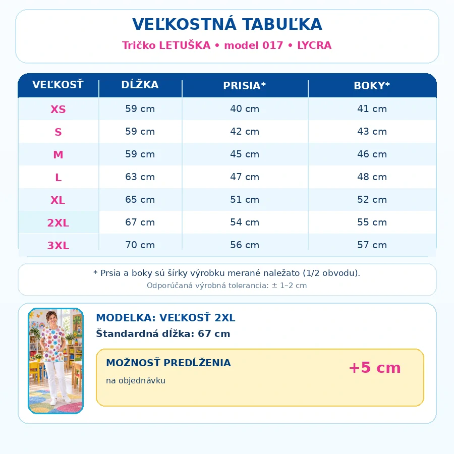 Zdravotnícke tričko LETUŠKA – Kvety s voliteľným farebným lemom (Model 017)