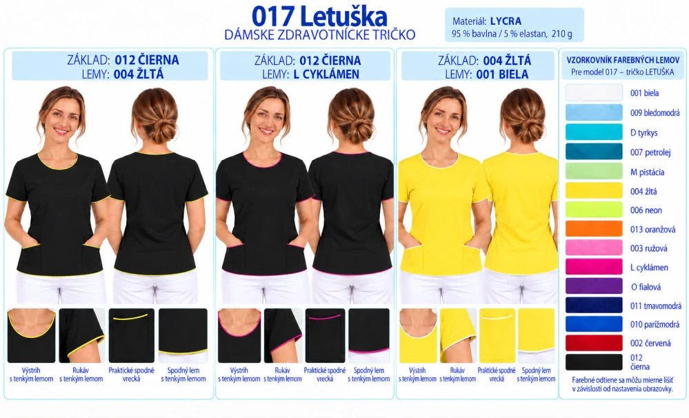 Zdravotnícke Tričko LETUŠKA + spodné vrecká (Model-017)